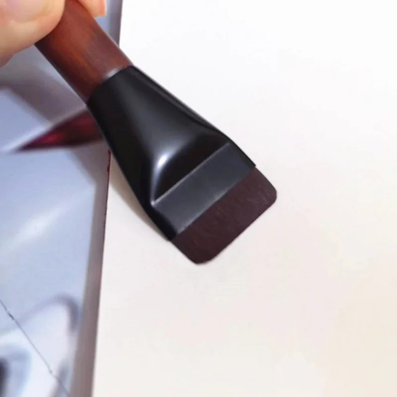 여성용 미니 플랫 탑 파운데이션 브러시, 초박형 파운데이션 브러시, 플랫 헤드 페이스 컨투어 브러시, 나무 손잡이, 메이크업 브러시