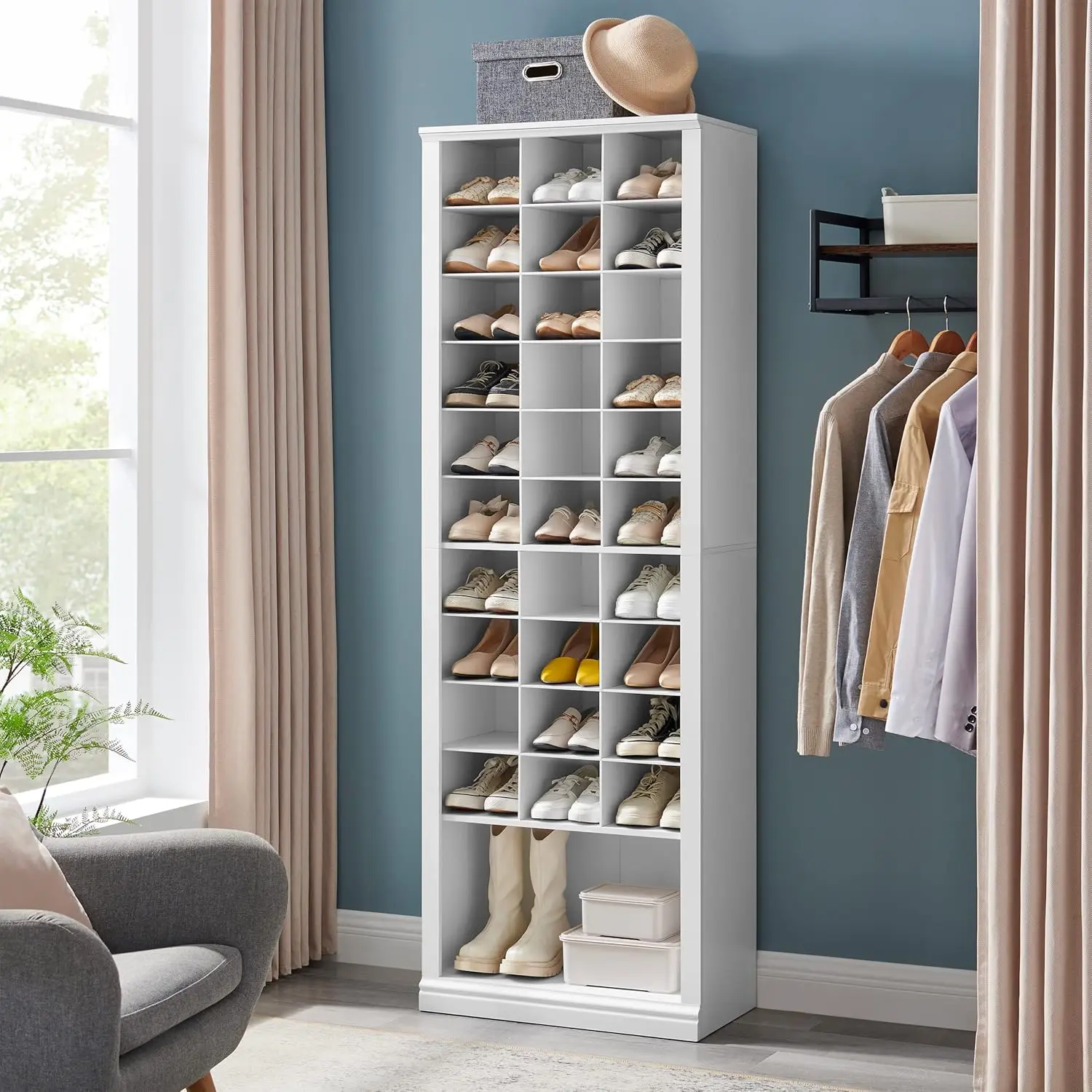 

11-Tier Shoe Storage Cabinet, Free Standing Closet Organizers and Storage with 31 Open Cubbie, Space Saving Shoe Rack