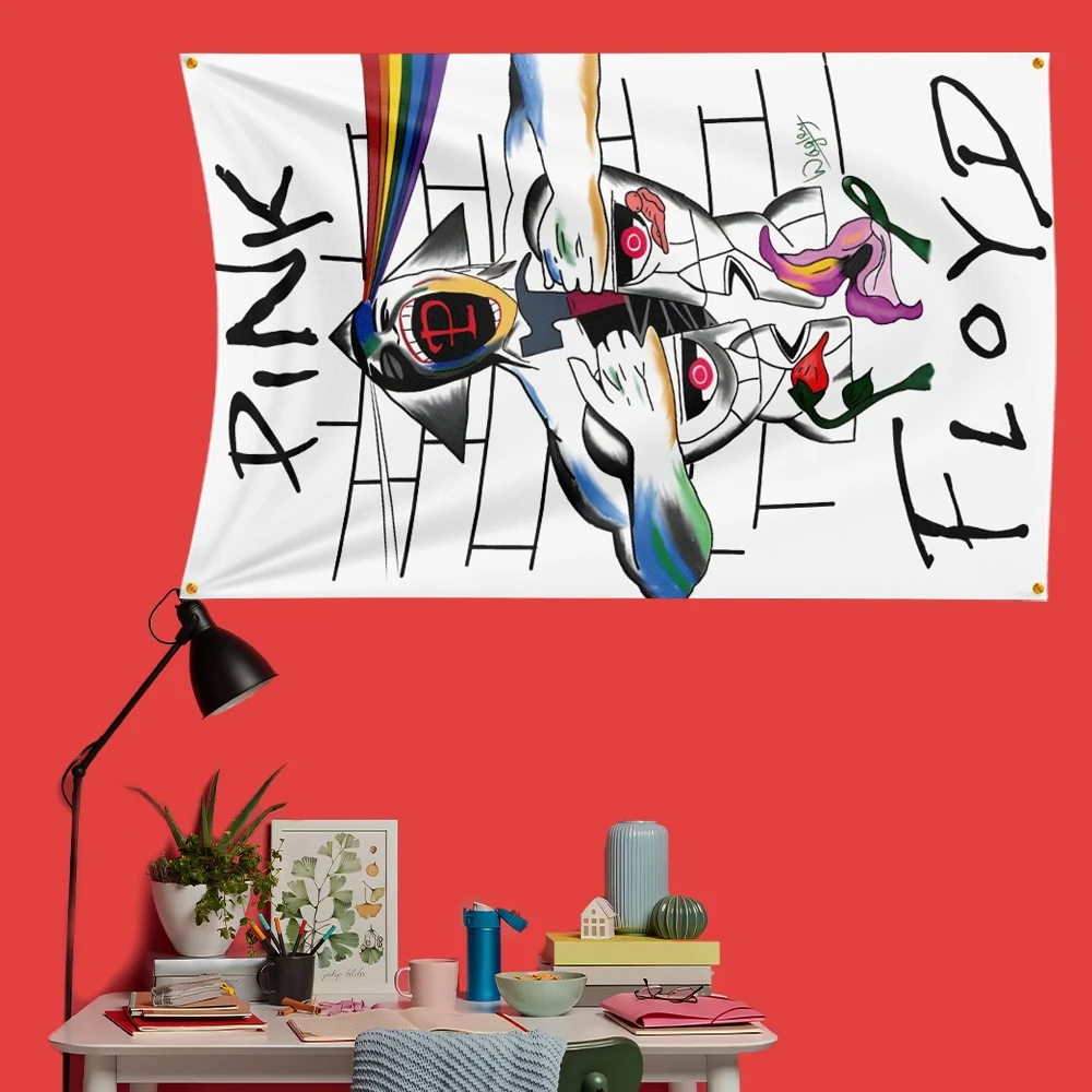 Pink Floyd Inspired Rock Music Flag 3x5 FT 90x150cm Polyester Decorative Banner Tapestry For Music Fans Bedroom Wall Decoration