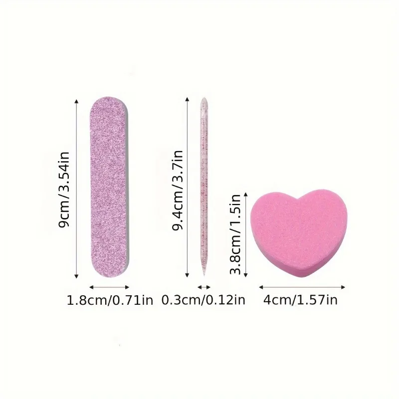 12/24pcs Nail Care Set - Polishing Files, Buffing Sticks & Heart-Shaped Sponge Blocks – Pedicure Tools and Accessories Kit