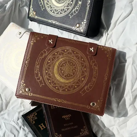 Kawaii Star Moon Badge Display Axelväska Magisk Bokdesign Transparent Fönster Dam Messenger Väska PU Flickor Ita-väska Lolita 10 best sales bokformad väska - №3