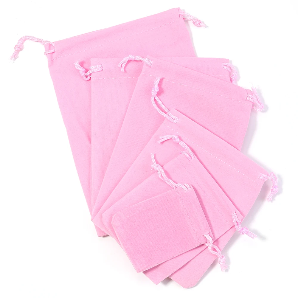 5-10pcs/lot Pink Velvet Drawstring Bag Jewelry Gift Packing Bags For Wedding Candy Christmas Gift Necklace Bracelet Storage Bags