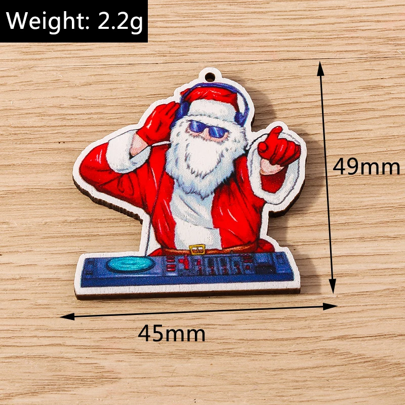 Tusember 10 Stück Weihnachtsanhänger aus Holz, Weihnachtsbaum, Weihnachtsmann, Zwerg, Schneemann, Anhänger für Schmuckherstellung, Ohrringe, Halsketten, DIY – Detail 15