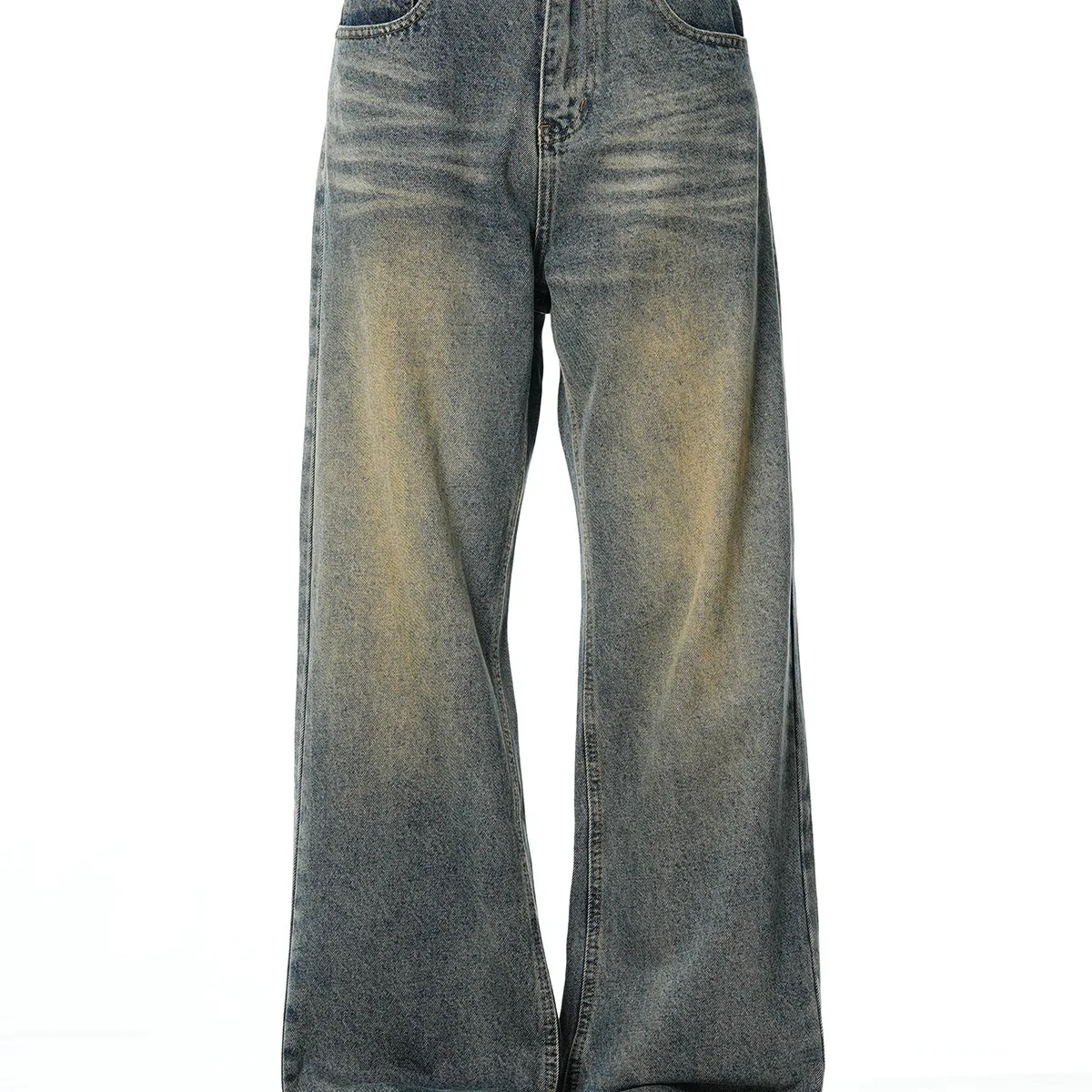 Worn Out Vintage Washed Straight-leg Jeans For Men, Spring/autumn New Loose Versatile Wide-leg Floor-length Pants