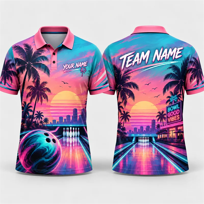 Short Sleeve Bowling Shirt Retro - Custom Bowling Polo Shirt Personalized Name
