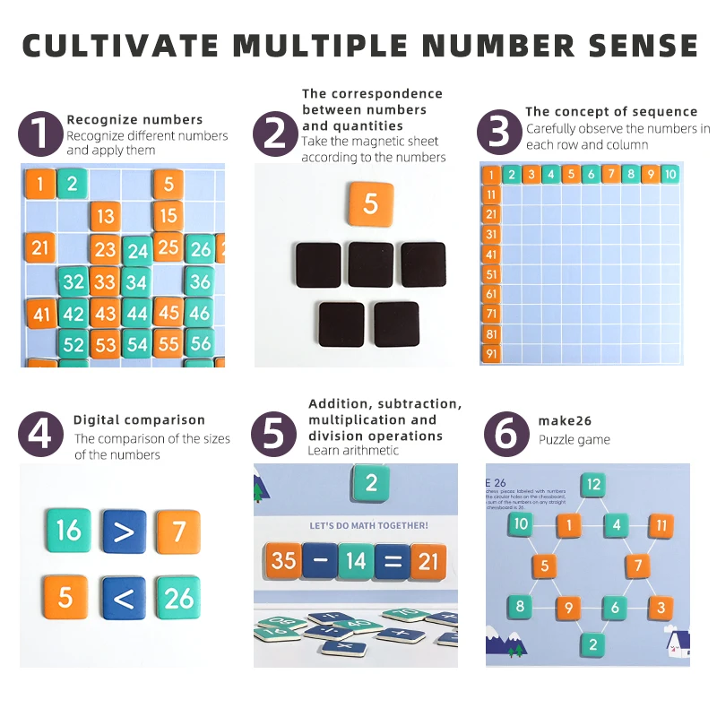 자석 숫자 스티커 몬테소리 수학 학습 게임 디지털 지능 개발 장난감 유아 교육 교구