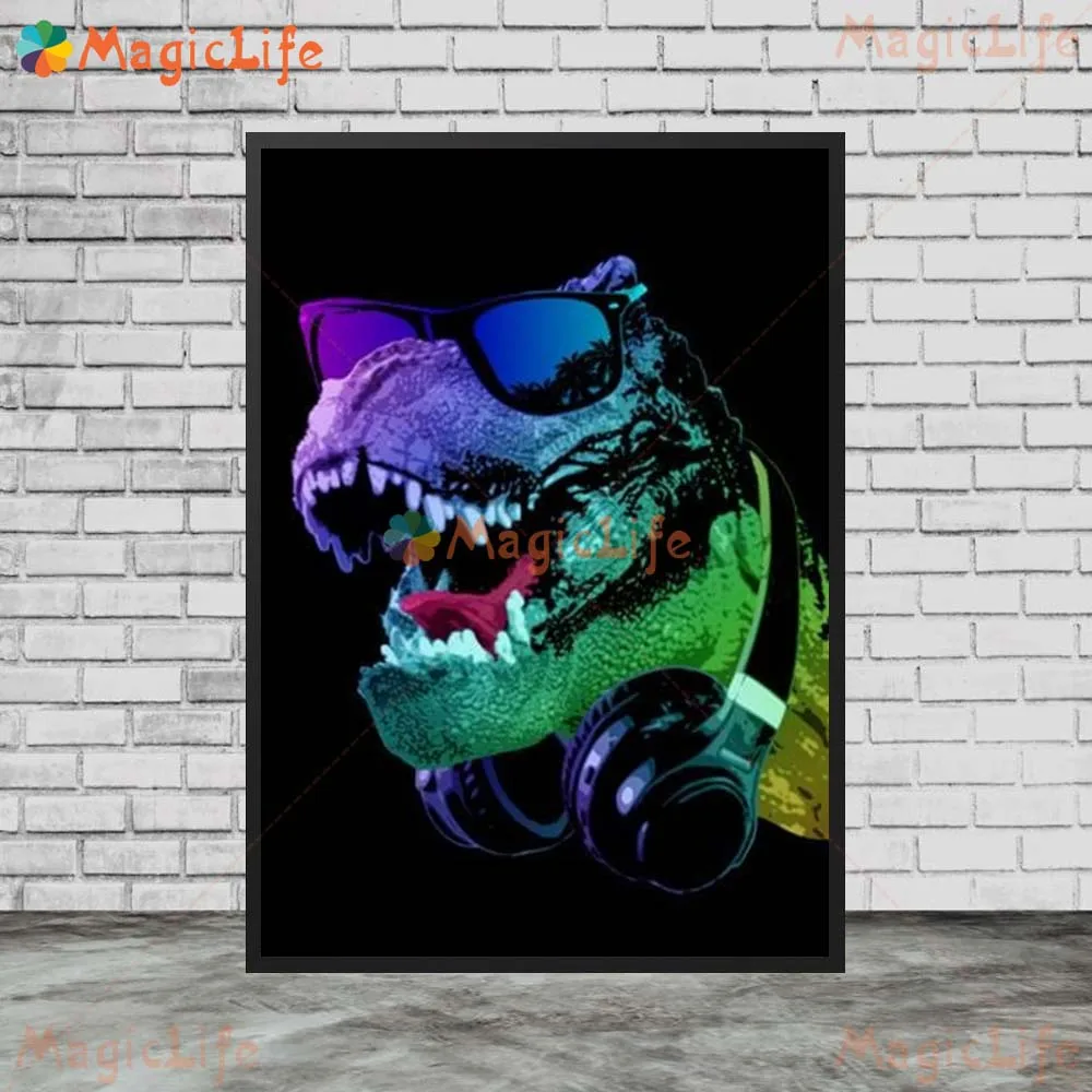 بارد Dj الحيوان النظارات الشمسية الكلب التمساح جدار صور لغرفة المعيشة الشمال المشارك الرسم على لوحات القماش الجدارية ديكور المنزل غير المؤطرة