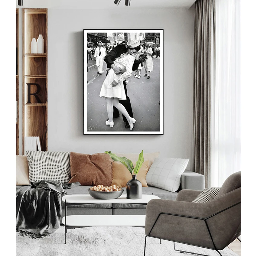 Picture Print Home Wall Art Cuadros Decoration No Frame Vintage Art Black And White Victory Kiss Poster New York Canvas Painting