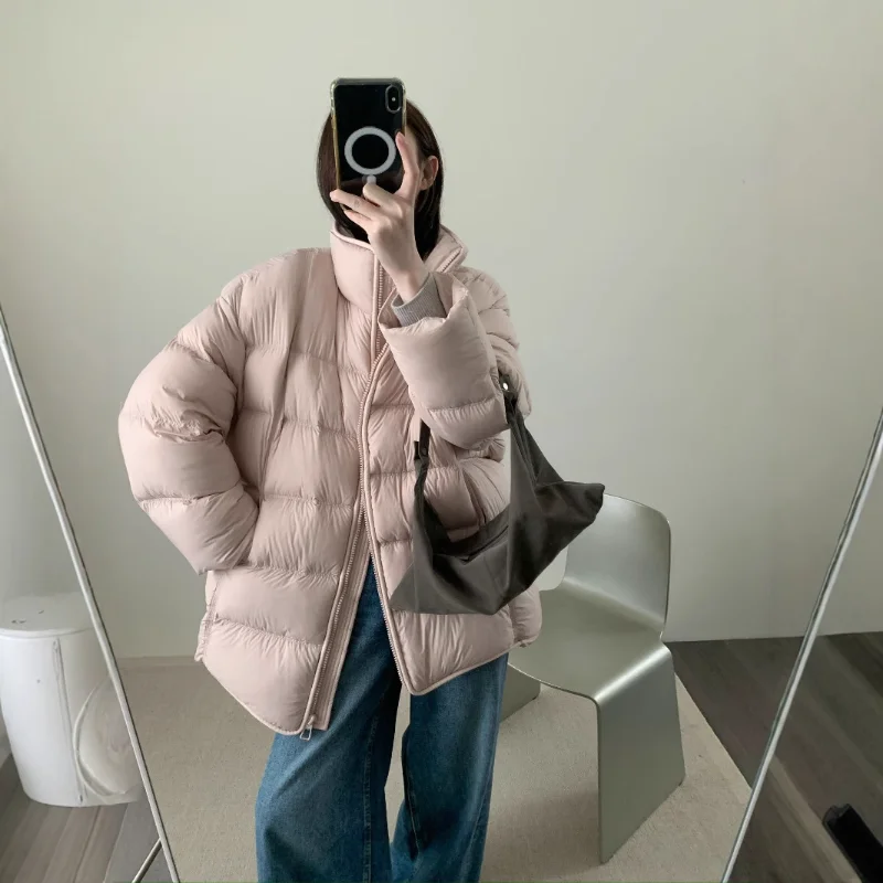 سترة نسائية شتوية متوسطة الطول مع غطاء للرأس - مقاس فضفاض، نمط شبابي، معطف طويل كاجوال كبير الحجم دافئ وعصري