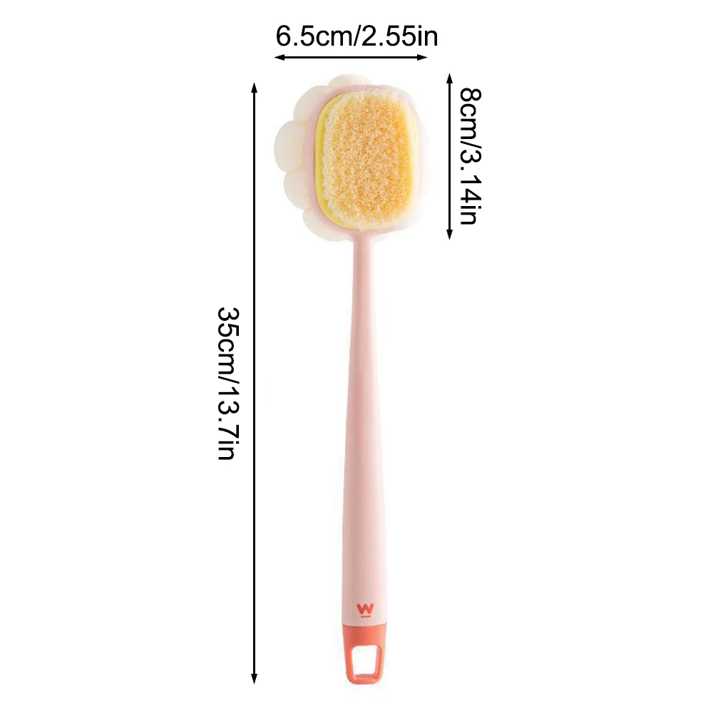 Double Sided Scrubbing Tool Bath Brush Long Handle Soft Fur Bath Brush Detachable Scrubbing Towel Strong Back Rubbing