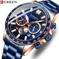 CURREN Men's Watch Luxury Brand Three Eye Sports Waterproof Stainless Steel Business Date Luminous Chronograph Relogio Masculino