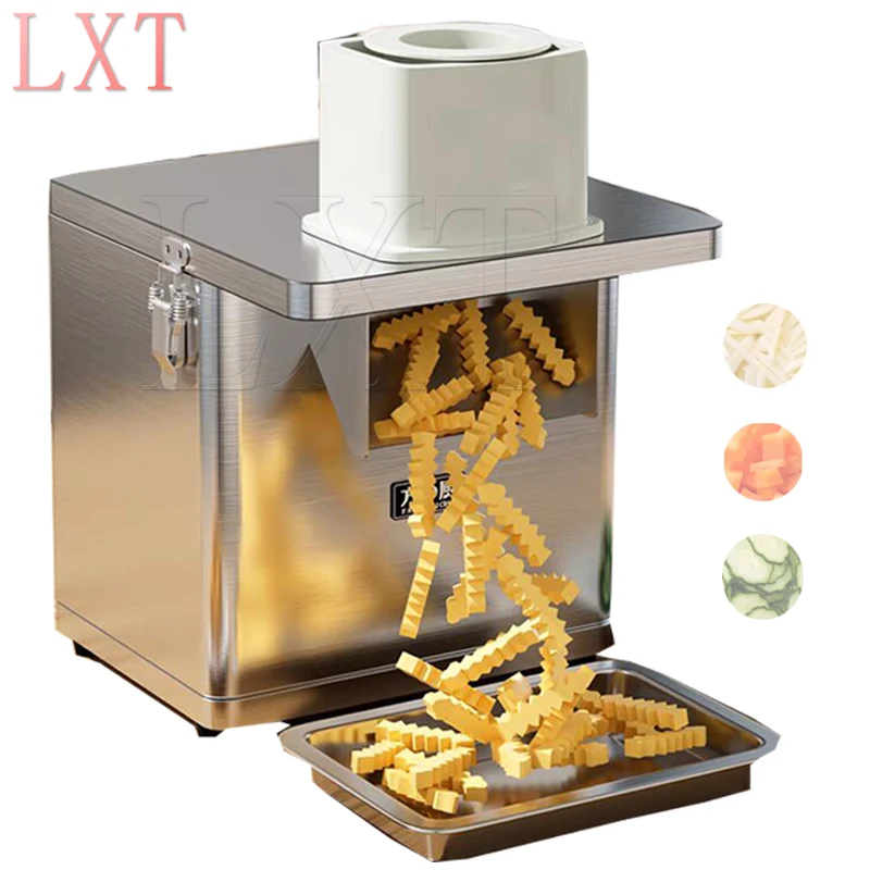 Automatic Potato Push Machine Multifunctional Vegetable Cutter Machine Wolf Tooth Wavy Potato Chips Stick Maker Machine 220v