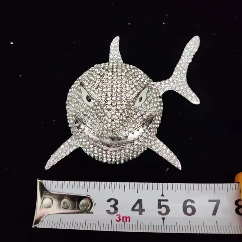 Big Size Shark Pendant Necklace For Men  Hip Hop Bling Jewelry With Iced Out Crystal Miami Cuban Chain fashion jewelry