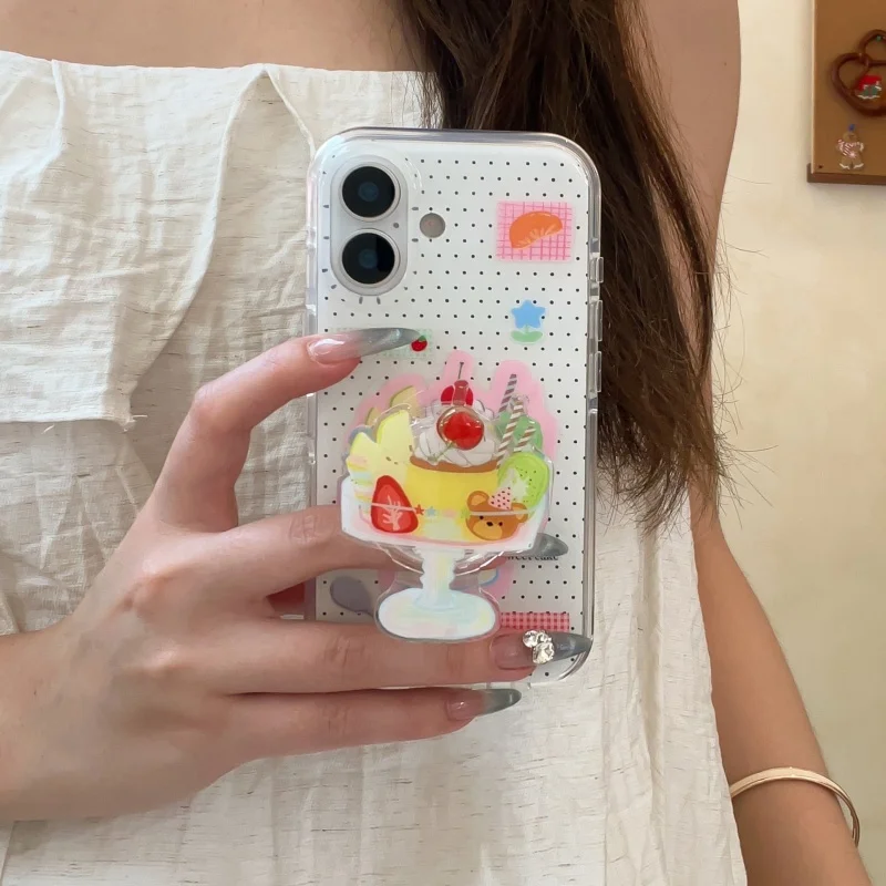 Koreanische Nette Cartoon Eis Drehen Kirsche Grip tok Griptok Pop Telefon Halter Stehen Unterstützung Für iPhone Zubehör Halter