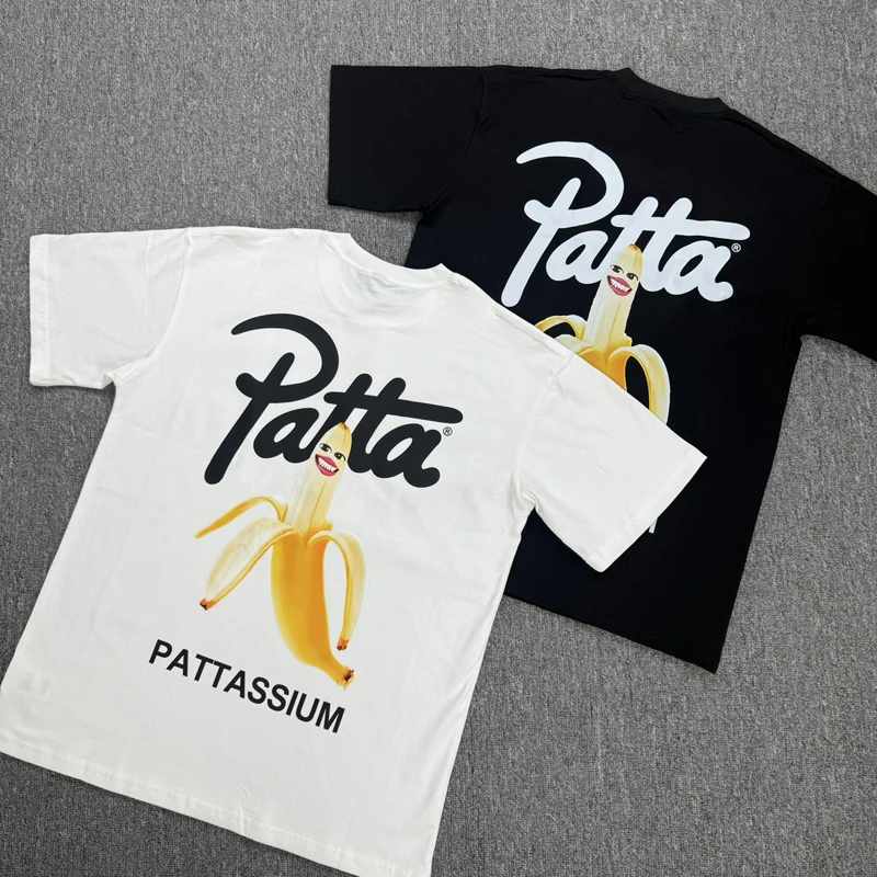New PATTA T-shirt Banana Logo Loose Fashionable Summer American Casual PATTA Short Sleeve Men's Clothing Top Tee