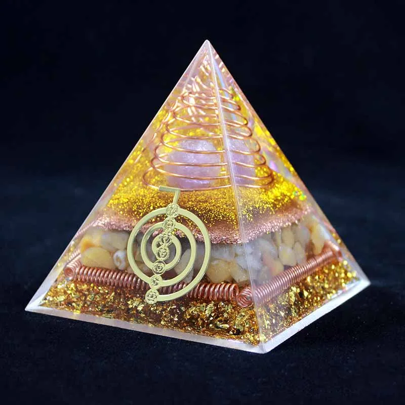 

8CM Orgone Pyramid Amethyst Peridot Healing Crystal Energy Orgonite Pyramide Emf Protection Meditation Tool Quartz Crafts