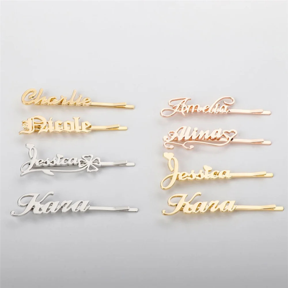 

Custom Name Hairpin Personalized Letter Name Fashion Hairpin Stainless Steel Nameplate Jewelry for Women Gift