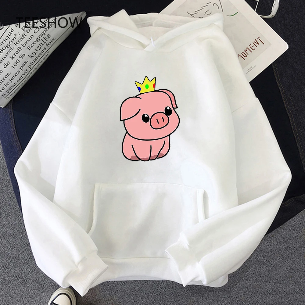 Pink Pig Print Plus Size Hoodie Women Aesthetic Dream Smp Sweatshirts Harajuku Long Sleeve Female Sudaderas Casual Clothing