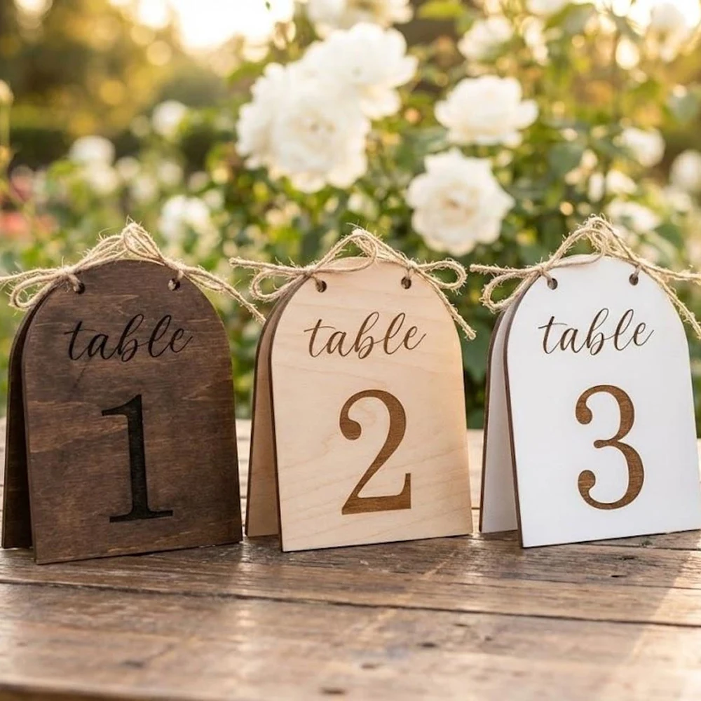 Custom Arch Wooden Wedding Table Numbers  Rustic Arched Wood Decor Set Elevate Your Wedding Table Settings Arched Table Signs