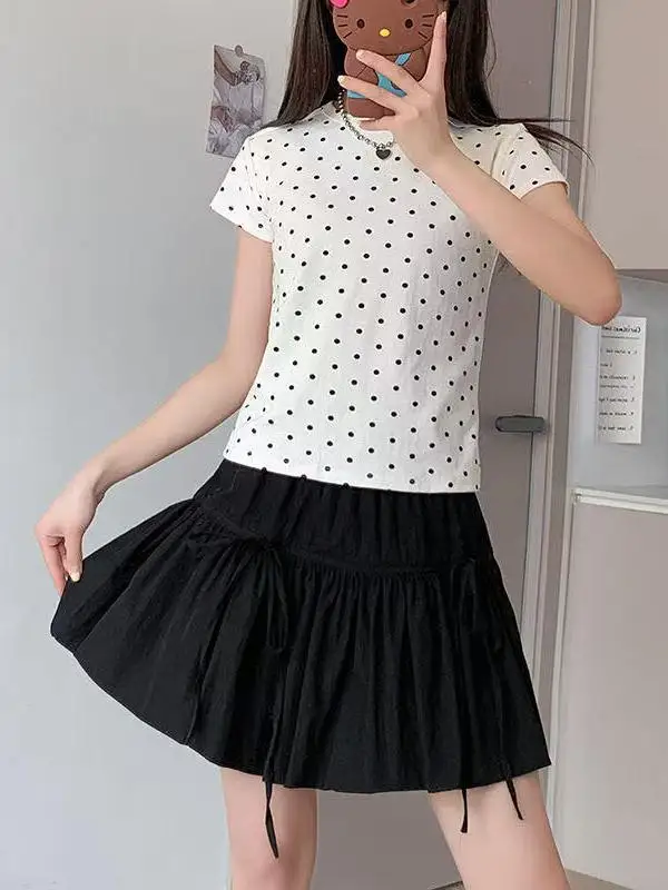 A-Linien-Rock mit hoher Taille und Schleifendesign in EY Flower Bud Plus Size Damen-Rock mit modischem Pendelverkehr