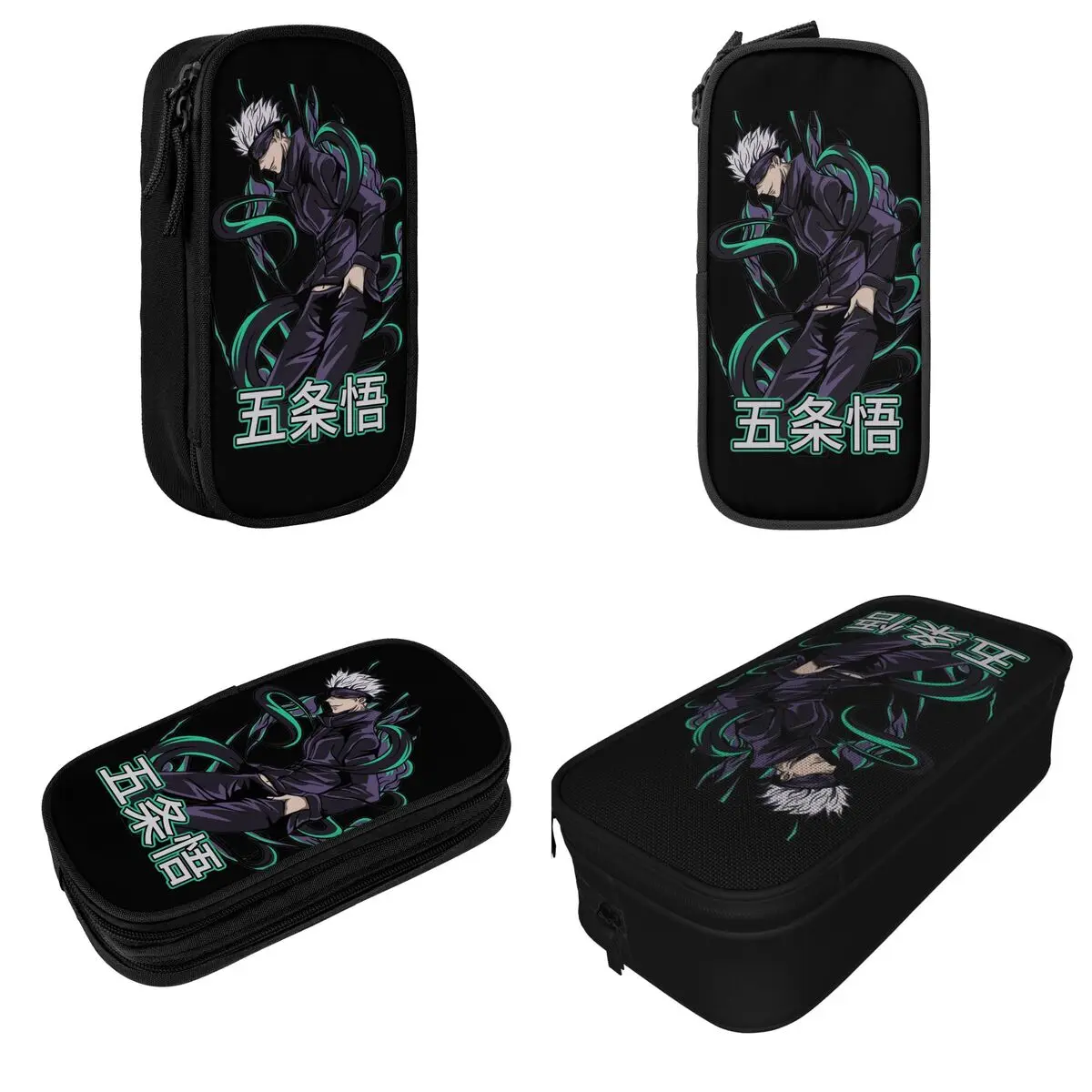 Estuche de lápices JJK de hechicero de seis ojos, Gojo Satoru Jujutsu Kaisen, portalápices, bolsas de gran capacidad, suministros escolares, papelería