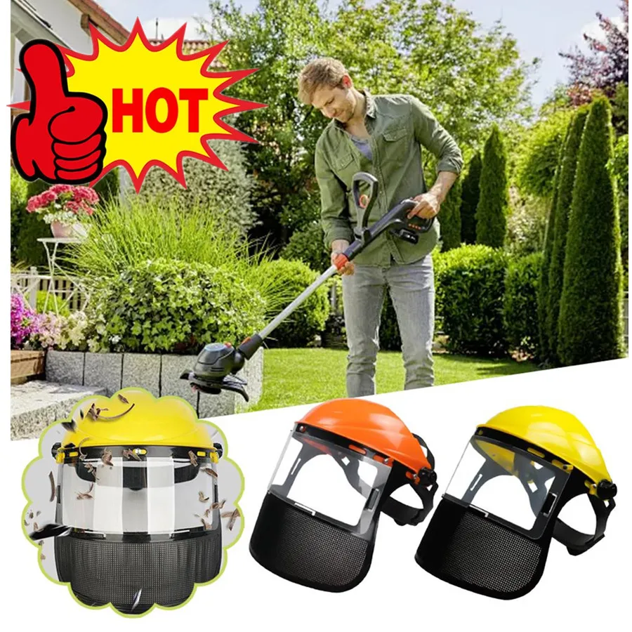 

Защитная маска для газонокосилки с креплением на голову. Взрывозащищенная маска из стальной проволочной сетки. Маска для лица газонокосилки с защитой от камней и тирса.