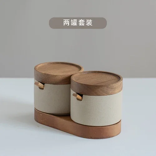 Japanese Kitchen Spice Jar Combination Salt and Pepper Shaker Oil Pot Set Ceramic Seasoning Home Solid Color