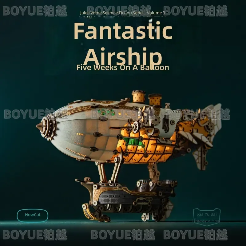 Fantasy Airship 3D Puzzle Building Blocks Model Kit Creative Assembly Toy Gift for Boys Kids Educational STEM Construction