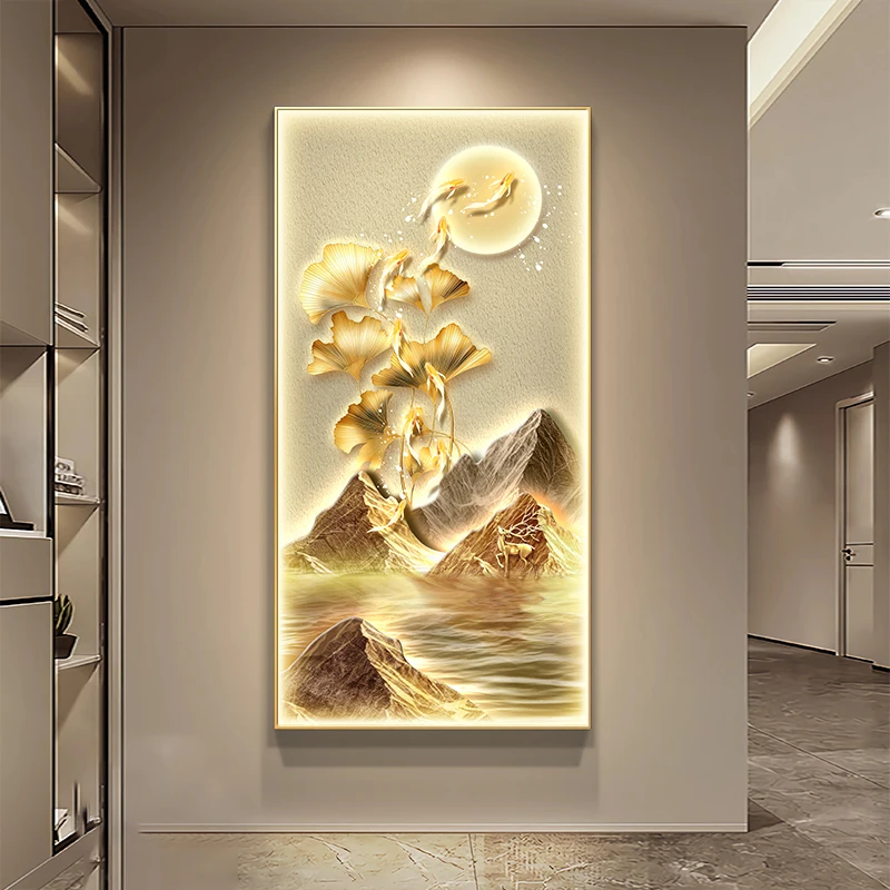 Corridor entrance LED luxury high-end style 2025 new model Rising Sun at the end of the corridor with illuminated mural