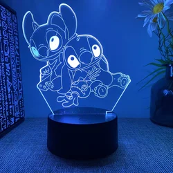 New 3D Night Light Stitch Series USB Black Touch 16 Color Changes with Remote Control,Room Decoration,Gifts for Kids Boys and Gi