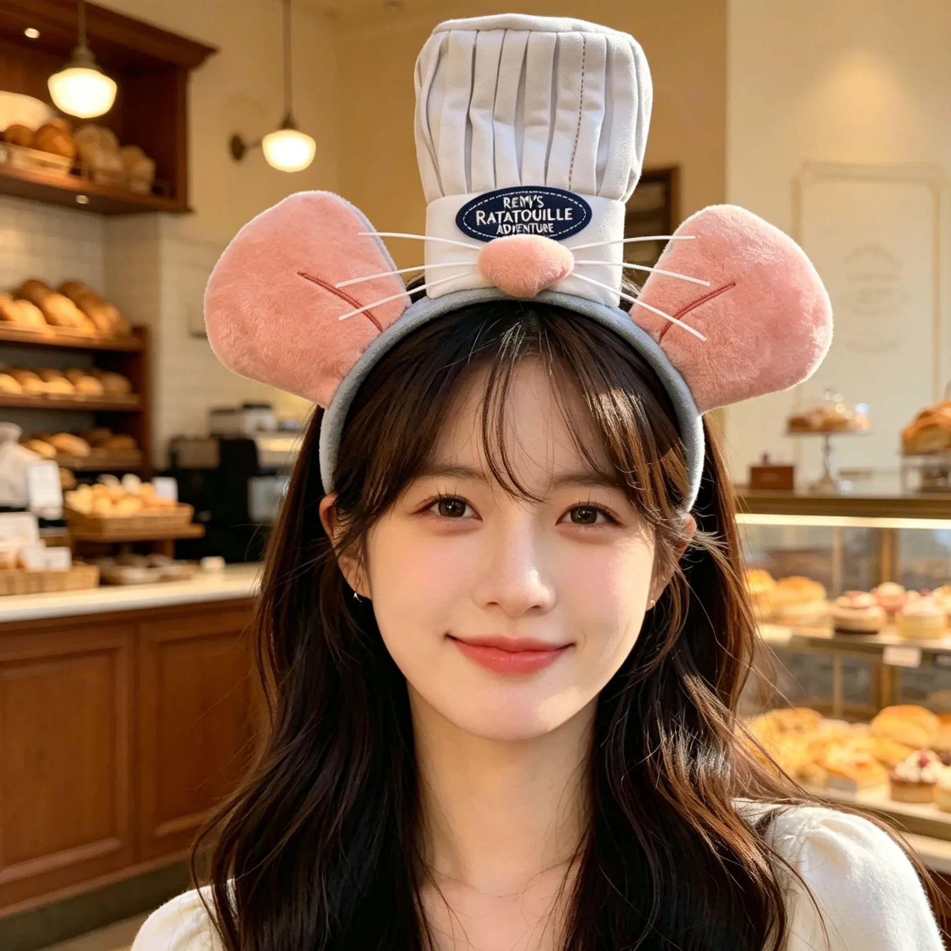 Cute Plush Mini Chef Hat Design Hairband Soft Fury Party Photo Props Theme Park Travel Daily Makeup Hairband
