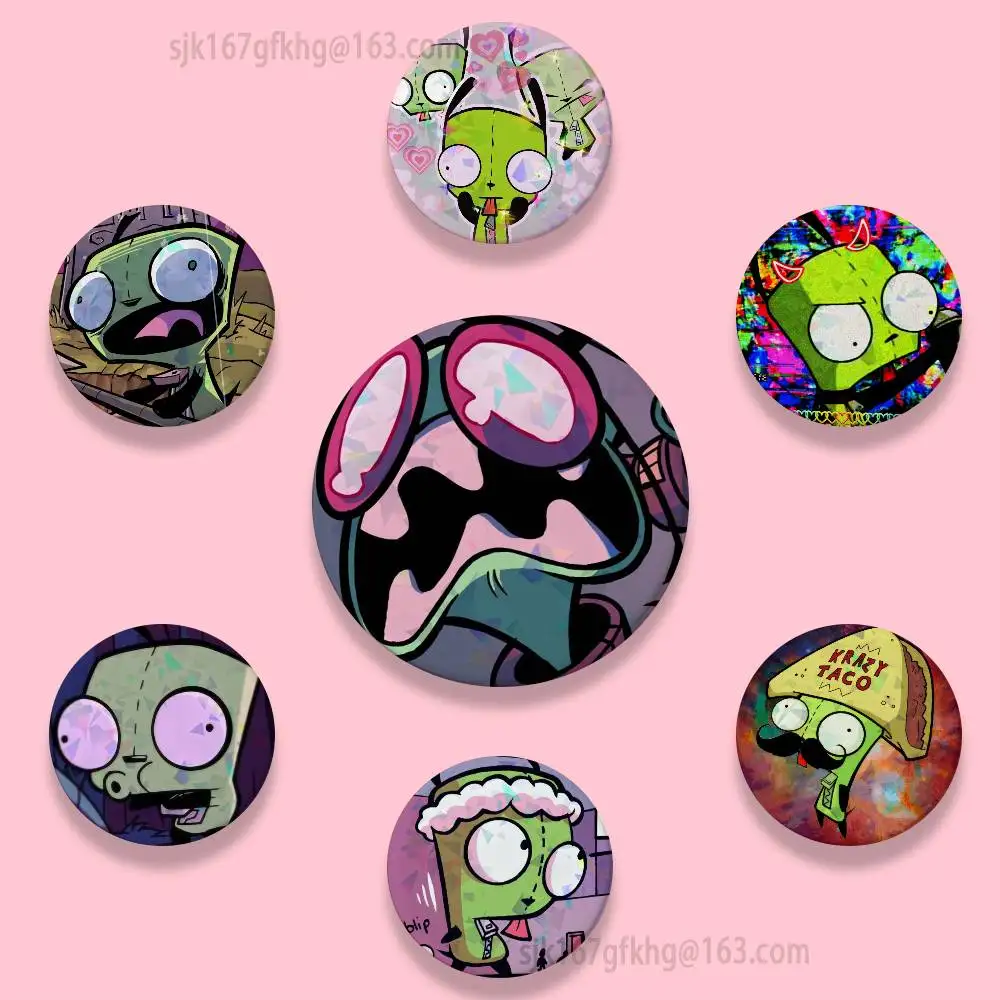 

Green Invader ZIM Pins 58mm Cute Cartoon Badge Handmade Brooches for Backpack Accessories Jewelry Gifts