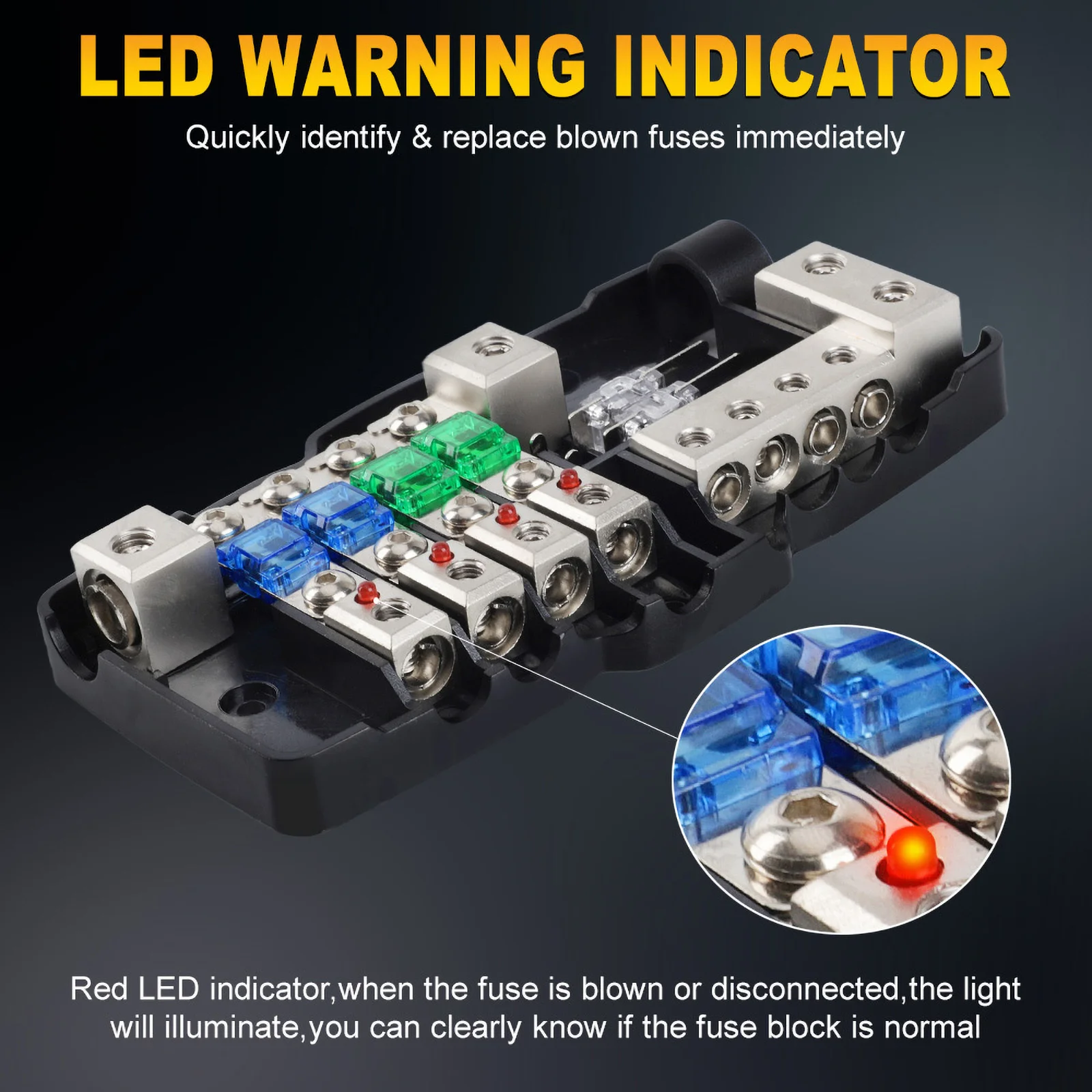 CNSPEED Marine 4 Circuit Fuse Box Holder 12v-24v Fuse Power Distribution Block Ground Bus For Camper RV Caravan Truck Boat