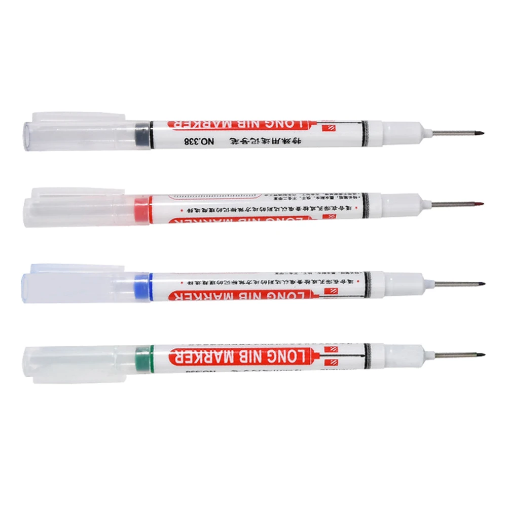 

4PCS Long Head Marker Pens Fine Tip Deep Hole Markers Colorful Carpenter Pencils Wood Metal Glass Plastic Marking Tools Bath