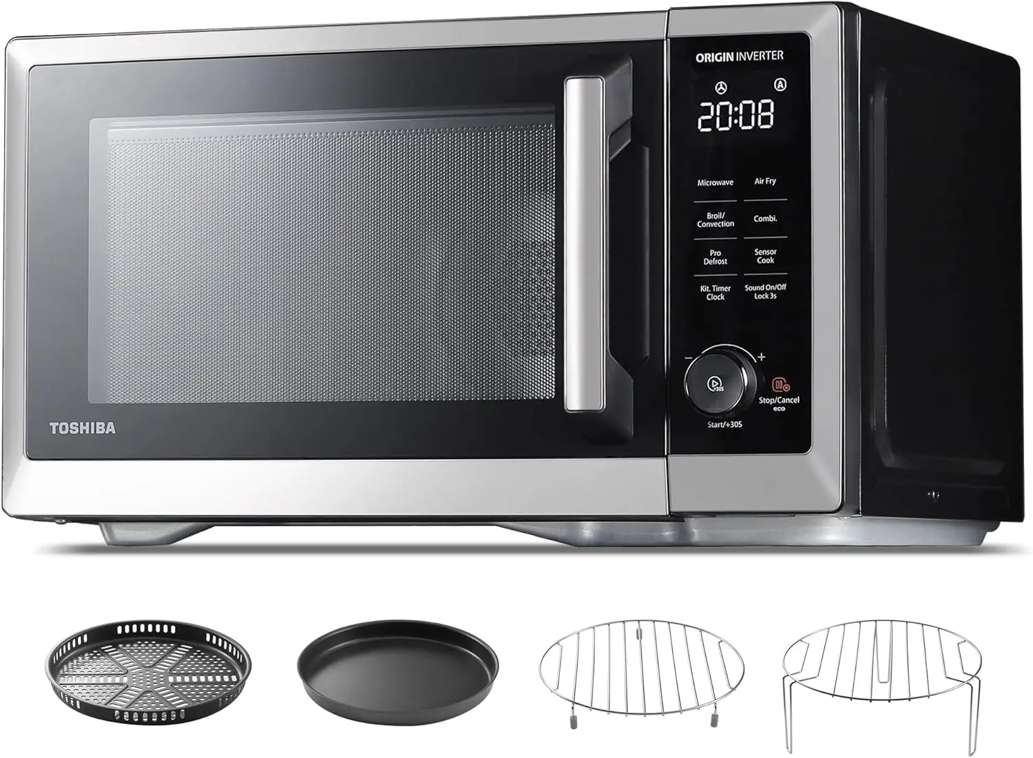 Air Fryer & Microwave Oven Combo, Countertop, 1.0 cu.ft, 1000W, Stainless Steel (Renewed) with Inverter Technology, Convection,