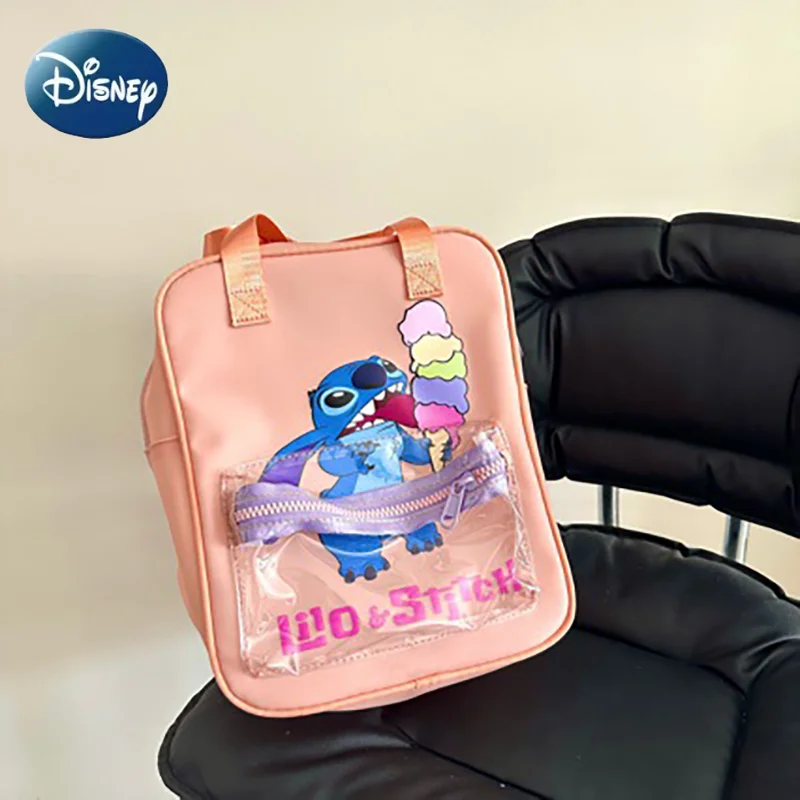حقيبة ظهر للأطفال من Stitch، حقائب مدرسية شفافة جميلة للأطفال من Disney، حقيبة صغيرة من مادة PVC لهدايا الأطفال