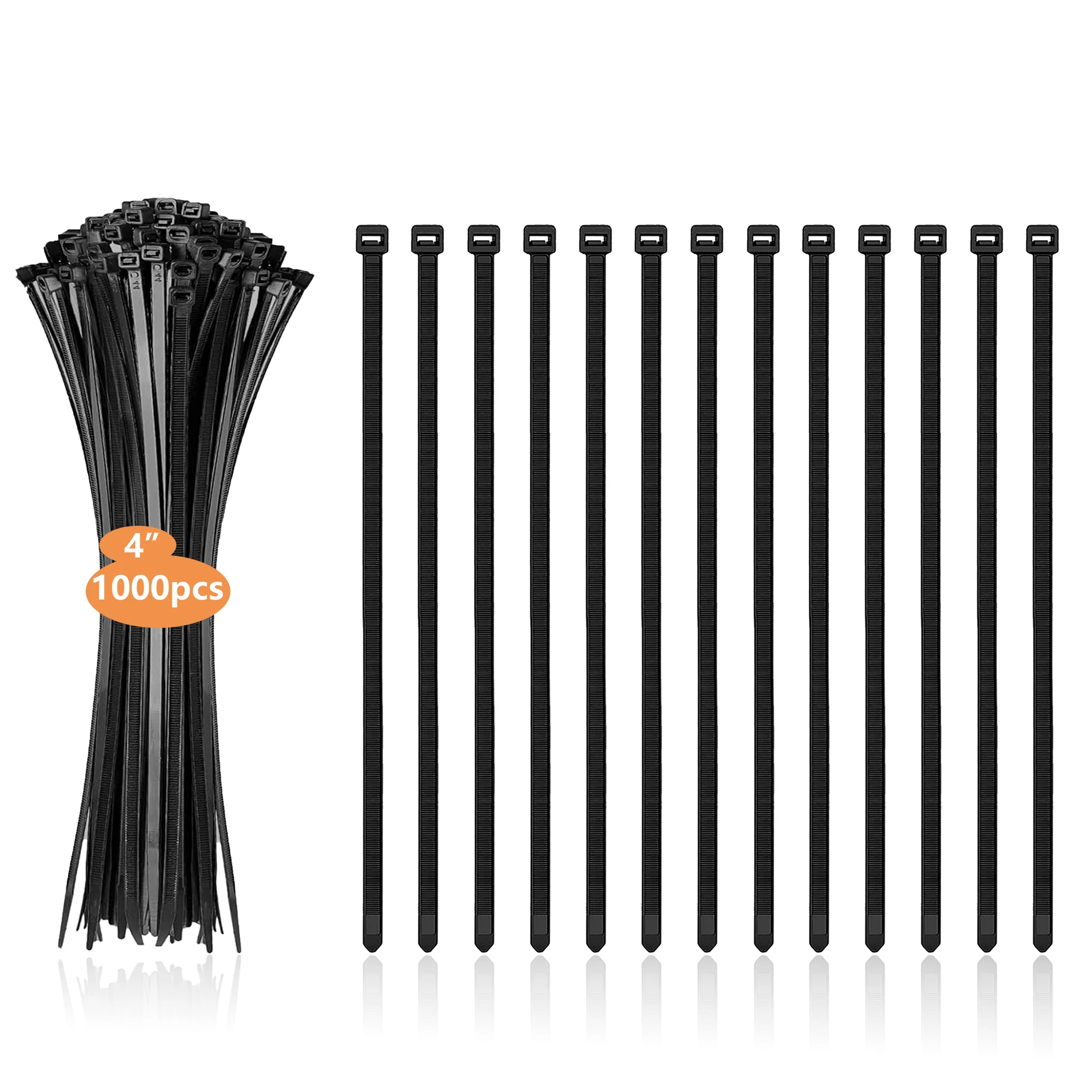 

4 inch 1000pcs Heavy Duty Zip Tie, 18lbs Tensile Strength UV Resistant Cable Ties Wire Ties for Home, Office, Garden,etc.