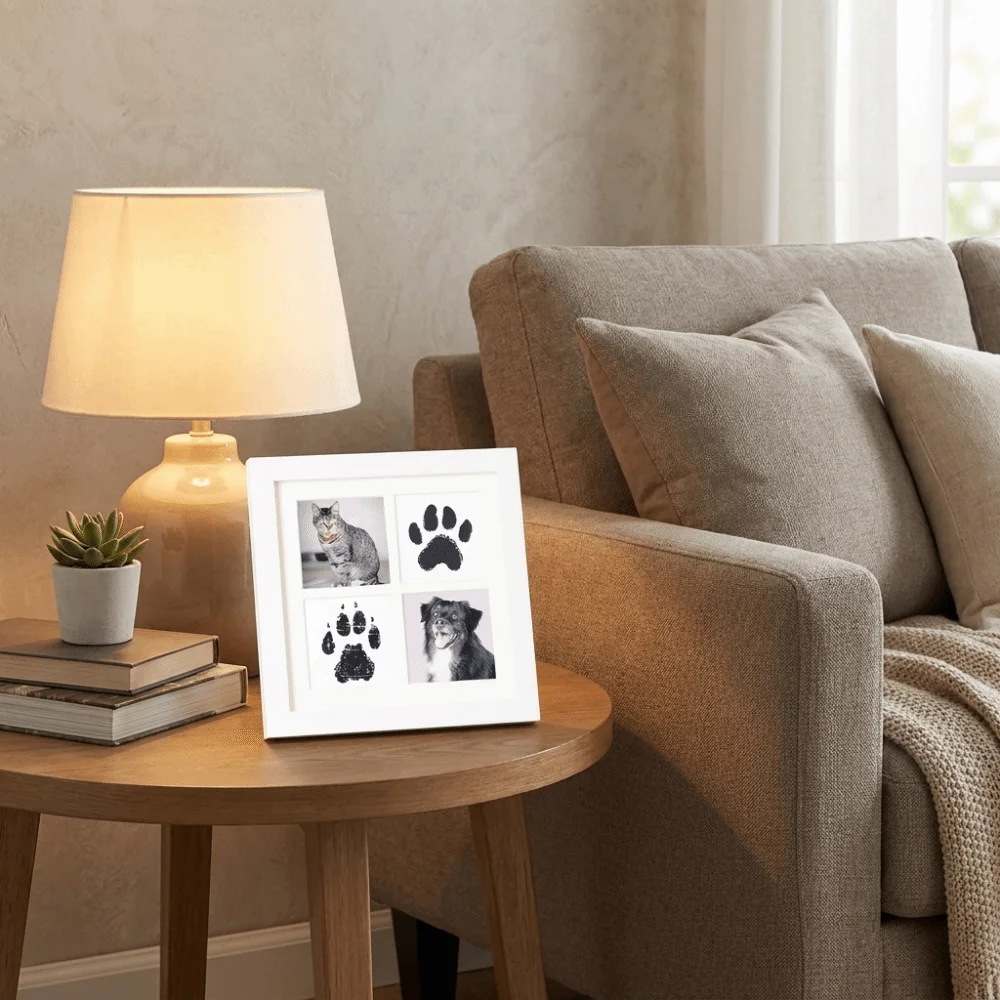 Inkless Pet Paw Print Kit Decorative Density Board Pet Footprint Keepsake Kit Handmade DIY Imprint Kit for Pet Lovers
