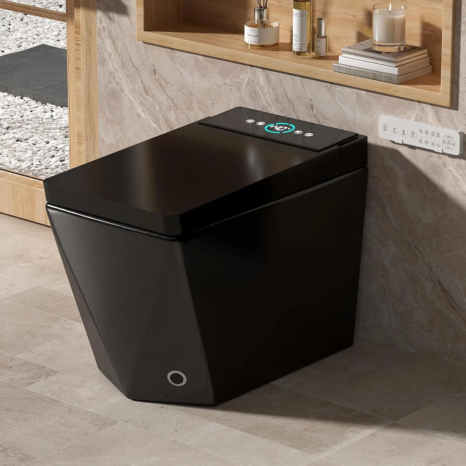 Square Smart Toilet Bidet For Modern Bathroom,Diamond-shaped Sleek Design Elonagted Rectangle 17