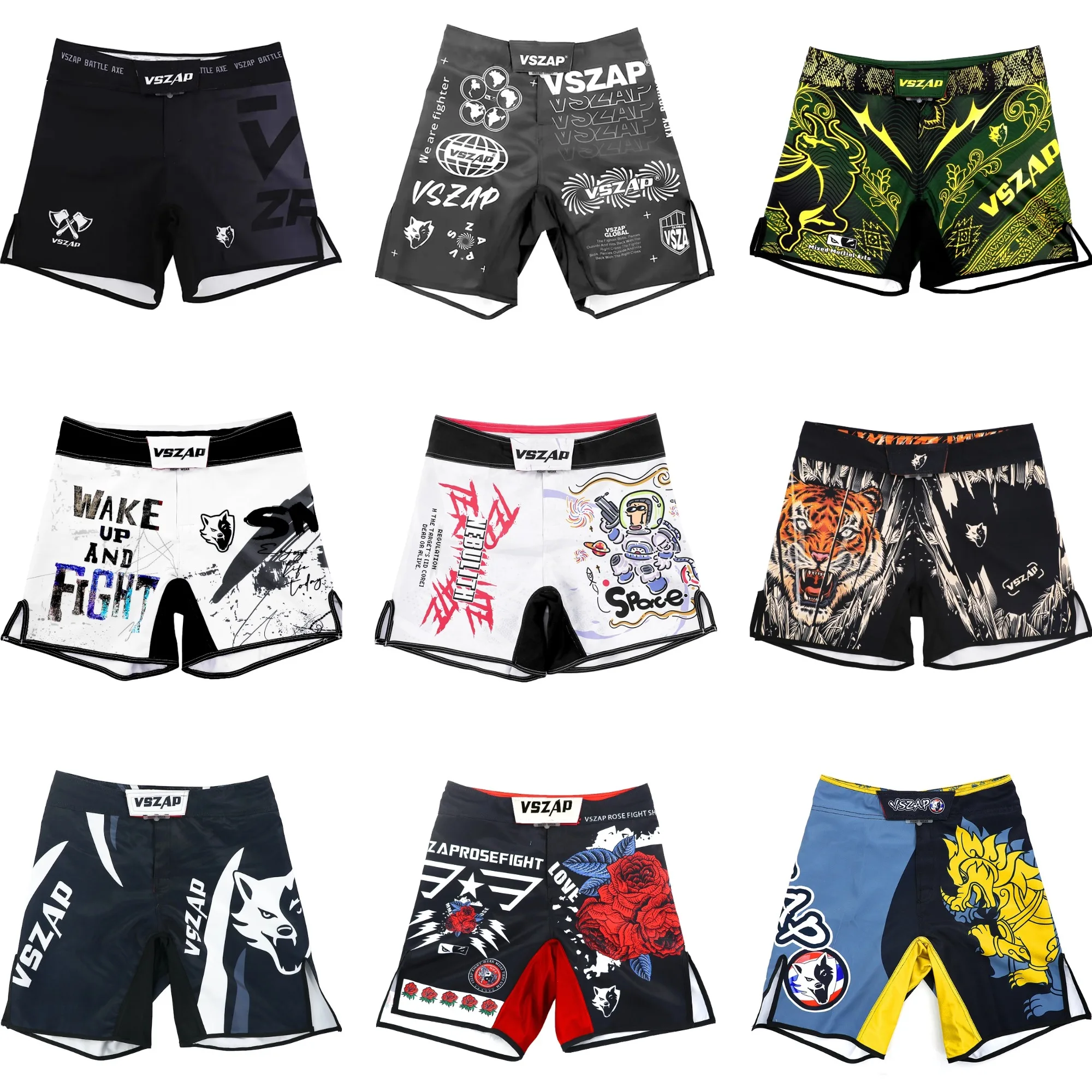 Mens MMA Grappling Shorts Stretch Quick‑Dry Fight Shorts Comfortable Shorts for BJJ, Boxing, Kickboxing, Martial Arts Training