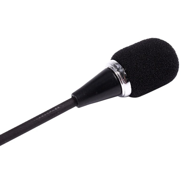 ميكروفون صغير مرن مع مقبس للكمبيوتر الشخصي ، والكمبيوتر المحمول ، وسكايب ، واللون الأسود ، وقطعتين