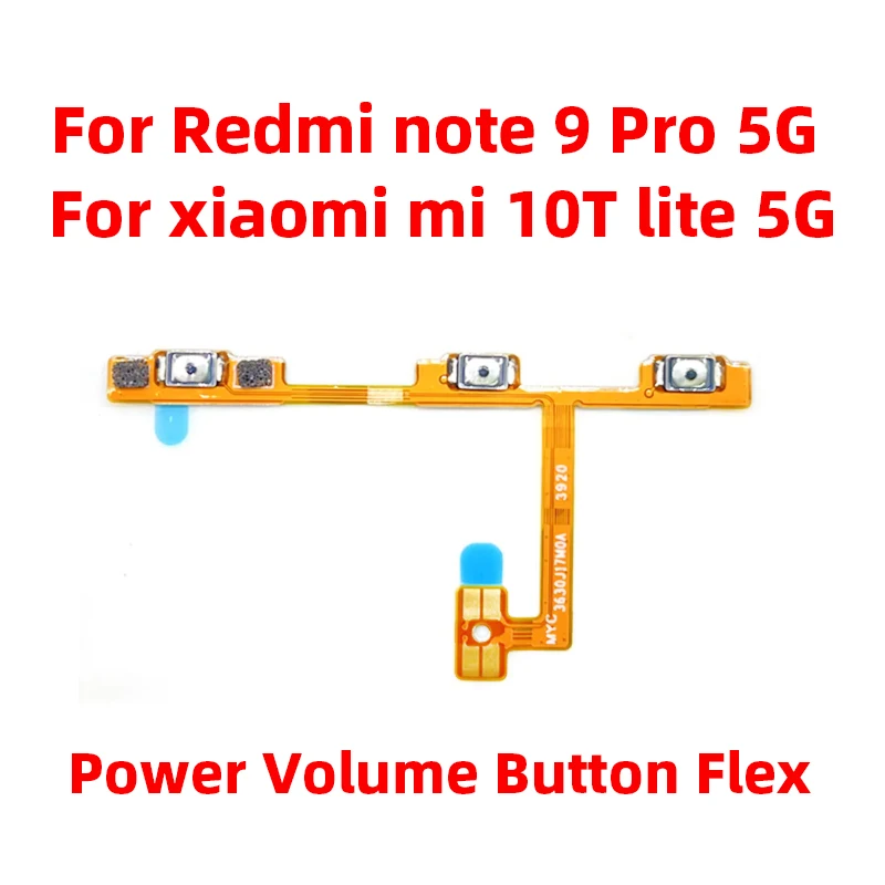 For Xiaomi Redmi Note 9 Pro 5G Power ON OFF Volume Camera Key Button Switch Flex Cable Replacement