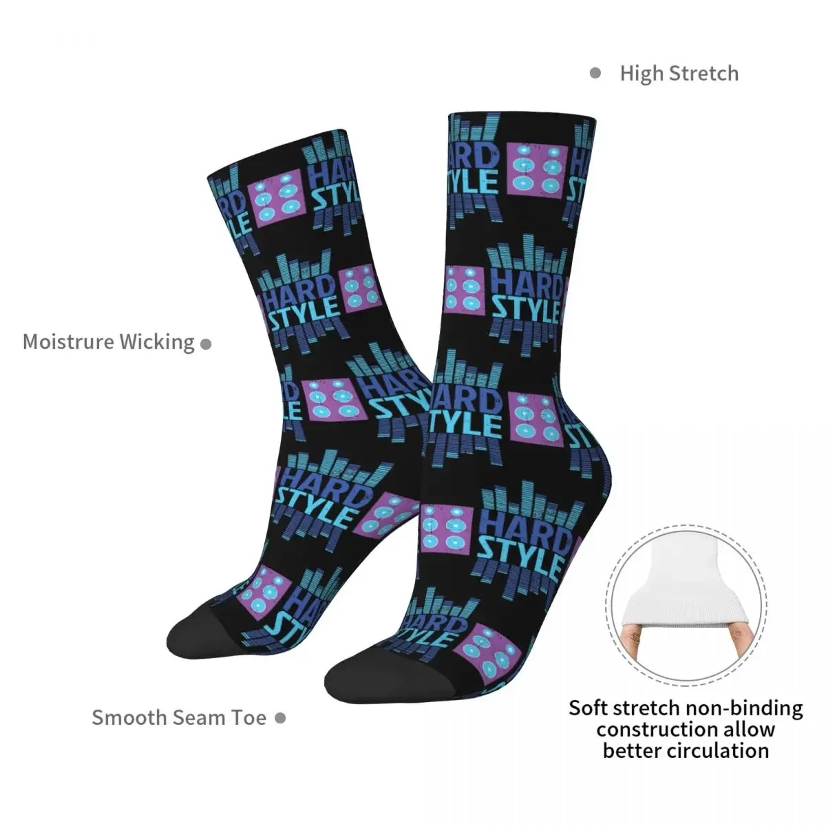 Hardstyle Equalizer Socks Harajuku Super Soft Stockings All Season Long Socks Accessories for Unisex Gifts