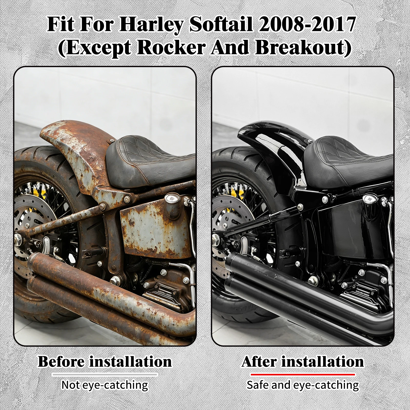 Motorcycle Rear Mudguard Short Fender Splash Guard Cover For Harley Softail Low Rider Fat Boy Slim FLSL Deluxe Heritage 08-2017