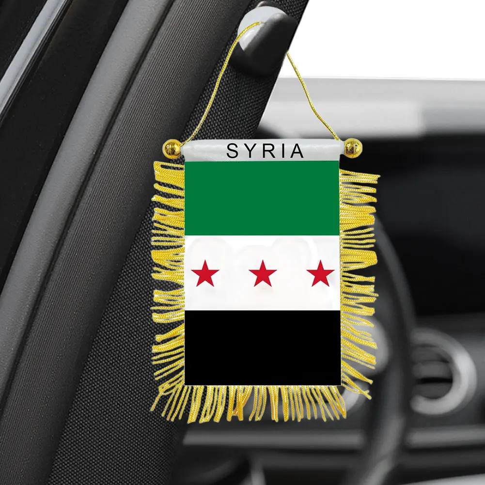 Syria Mini Pennant Double Sided Banner with Suction Cup Elegant Design for Car Decoration and Events