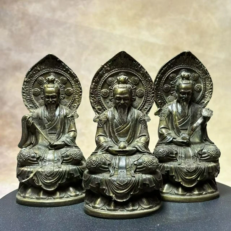 Imitation Bronze Sanqing Taoist Statue Taishang Laojun Statue Yuanshi Moral Spiritual Treasure Tianzun Home Worship Ornaments