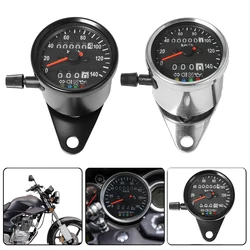 Universal Motorcycle LED Backlight Dual Odometer 0-140KM/H Speedometer Gauge Vintage Tachometer