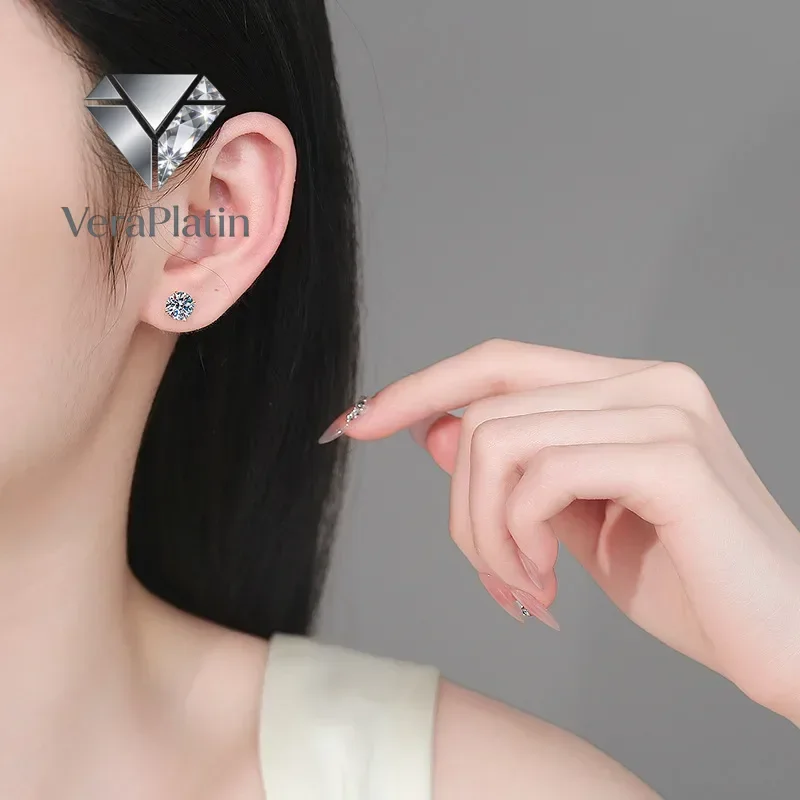 

ВераПлатин Подарок на день рождения для девушки: женские свадебные серьги из розового золота 18 карат с муассанитом 0.3/0.5/1 карат, бриллиантом, на День святого Валентина для жены