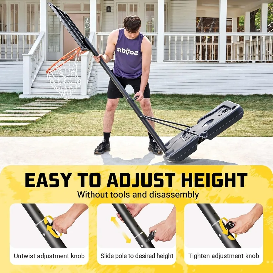 Aro de baloncesto para exteriores, 3.310 pies, 5sRapidAdjustable, 40 y 44 pulgadas, tablero inastillable, Base agrandada, portería de aro de baloncesto portátil