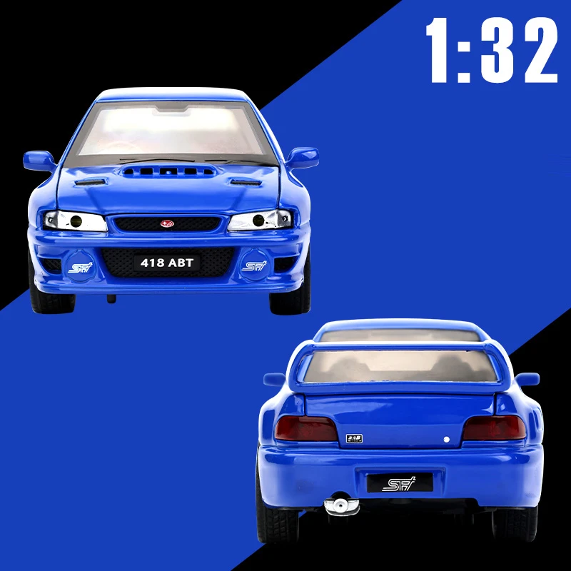 1/32 Impreza STI Sports Car Alloy Miniature Diecast Metal Classic Racing Vehicles Model Office Decor Collection Boy Gift Toys